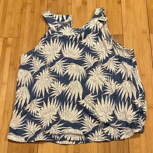 Blue and White Floral Tropical Tank Top